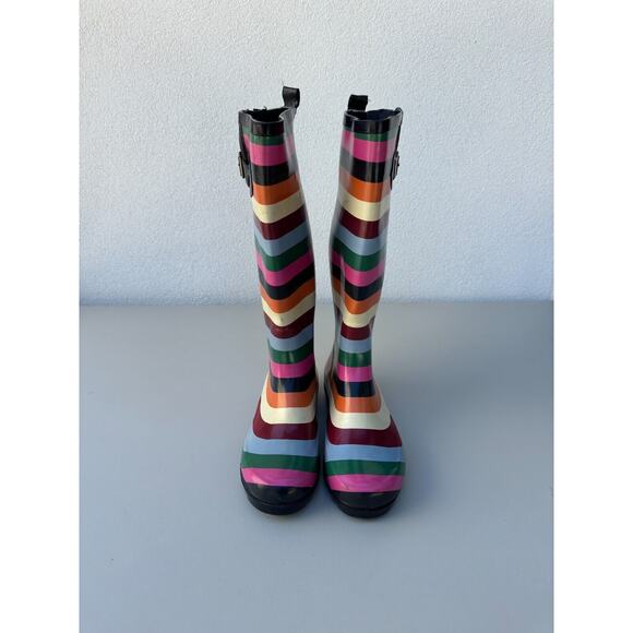 Gap Size 6 Rain Boots Multi colored Stripe Tall Rubber - Picture 4 of 8